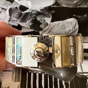 Henri Bendel Stripe Bracelet: Shell, Abalone, Rhinestone